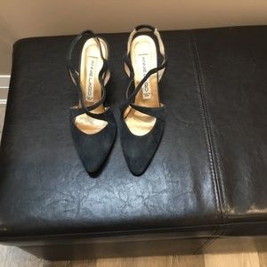 Navy Blue Suede Sandals